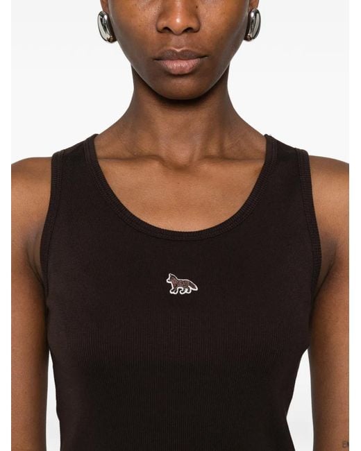 Maison Kitsuné Black Haut À Détail Appliqué