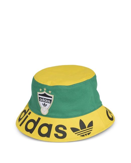 Adidas Yellow Logo-Print Bucket Hat for men