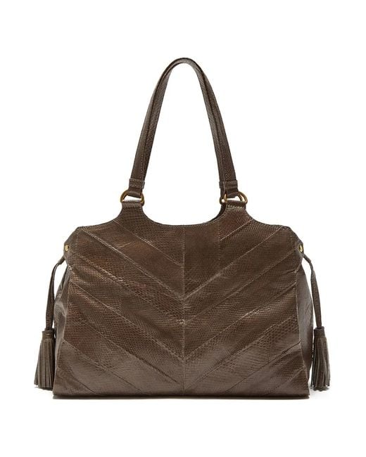 Maliparmi Brown Tassel-Detail Chevron Shoulder Bag