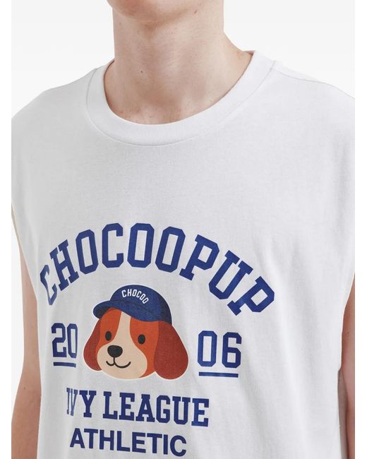 Chocoolate White Sleeveless T-Shirt for men