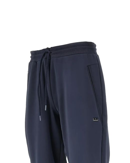 EA7 Blue Drawstring Logo-Plaque Track Pants for men