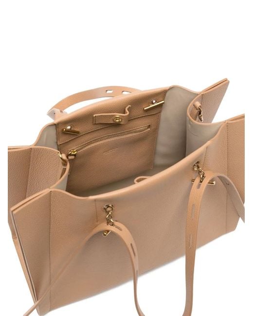 MINOBOSSI Natural Medium Paulette Leather Tote Bag