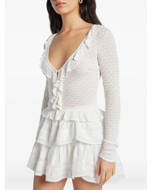 LoveShackFancy White Nilah Ruffled Mini Dress