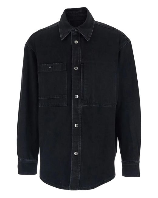 Wooyoungmi Blue City-Print Denim Shirt for men