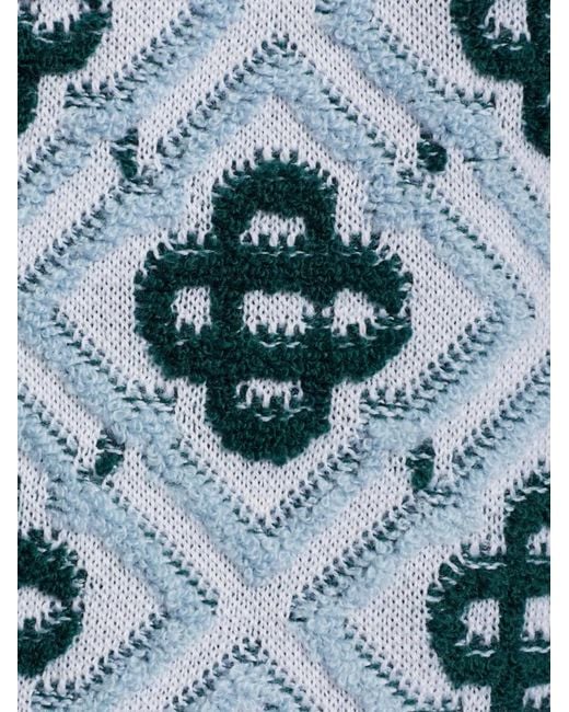 Casablanca Blue Monogram-Pattern Wool Sweater