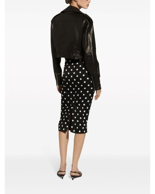 Dolce & Gabbana Black Polka-dot Pencil Skirt