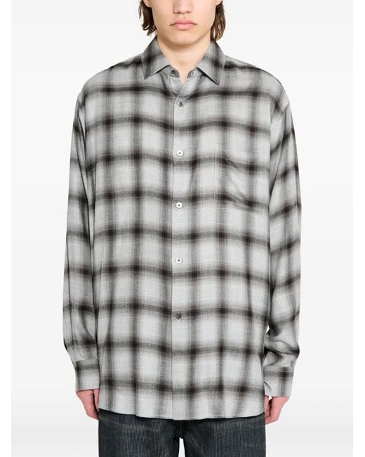 Ssstein Gray Checked Oversized Shirt for men