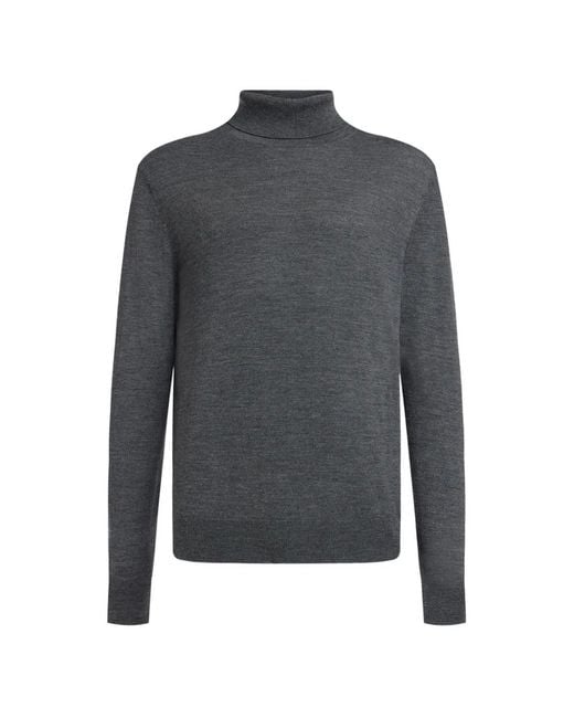12 STOREEZ Gray Roll-Neck Merino Sweater for men