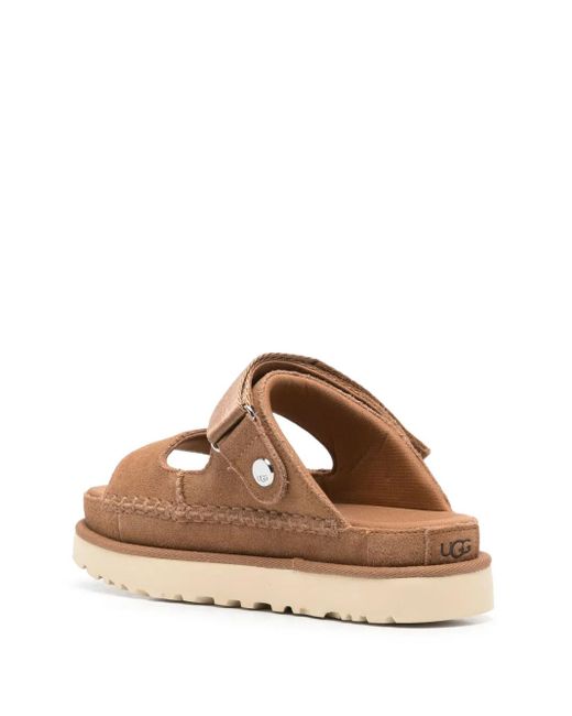 Ugg Brown Chestnut Leather Textile Sandals
