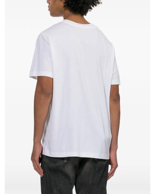 A.P.C. White Logo-Embroidered Round Neck T-Shirt for men