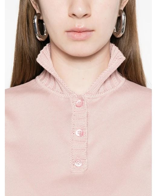 Moschino Pink Light Ribbed Tie Knit Top