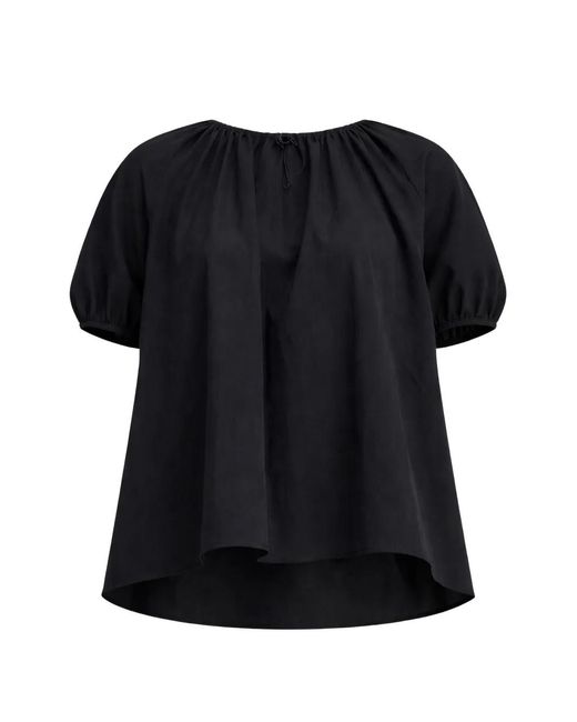 CECILIE BAHNSEN Black Bella Gathered-Detail Top