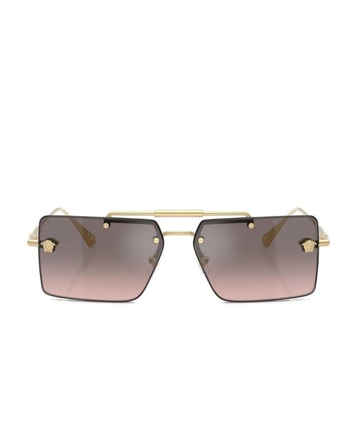 Versace Gray Medusa Square-Frame Sunglasses
