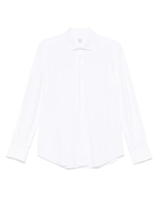 Mazzarelli White Piqué-Weave Shirt for men