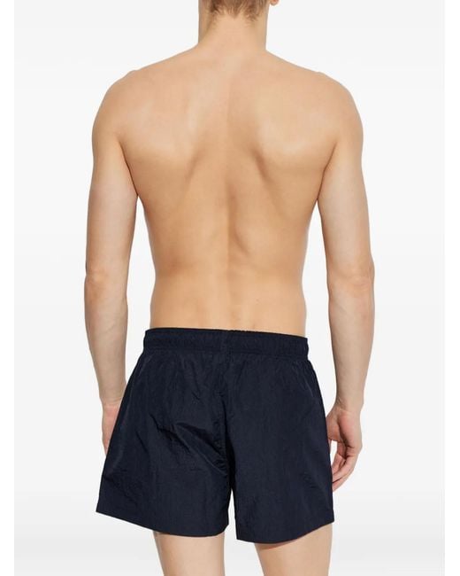 Emporio Armani Blue Logo Print Swim Shorts for men