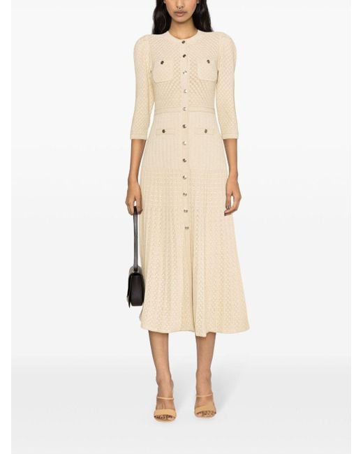 Sandro Metallic-Threading Knitted Maxi Dress in Natural | Lyst