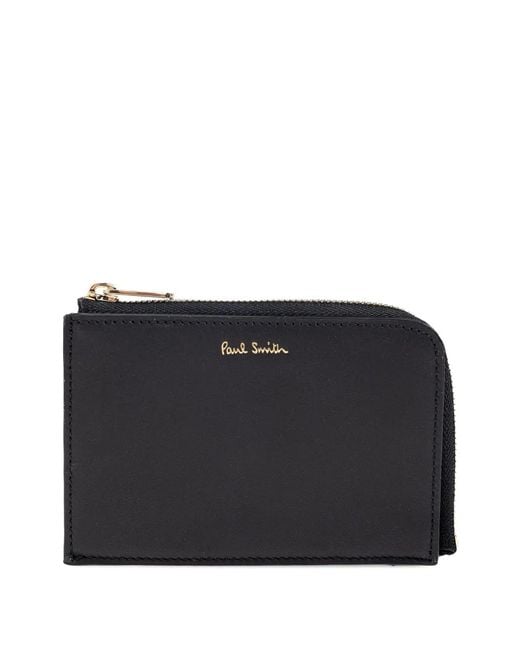 Paul Smith Black Signature Stripe Zip-Around Leather Wallet for men