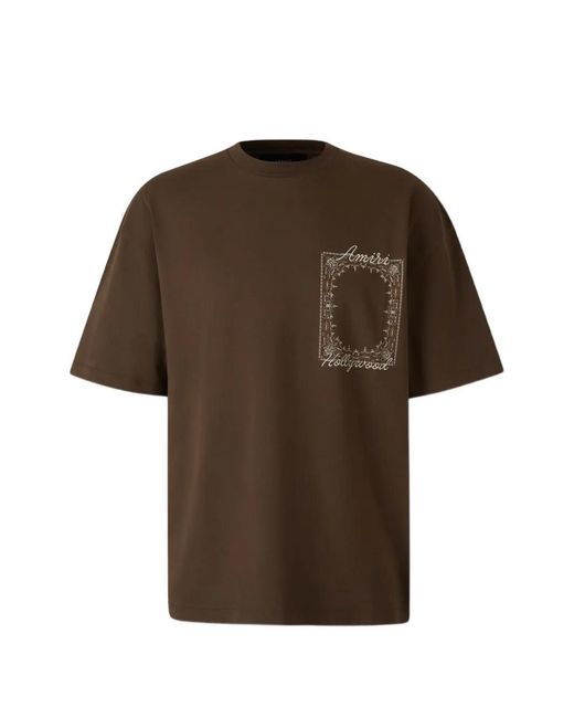 Amiri Brown Logo-Print Cotton T-Shirt for men