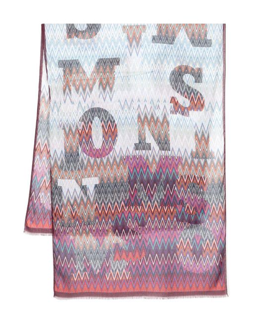Missoni Pink Zigzag-print Frayed Scarf