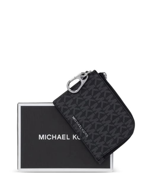 Michael Kors Black Monogram-Pattern Cardholder for men