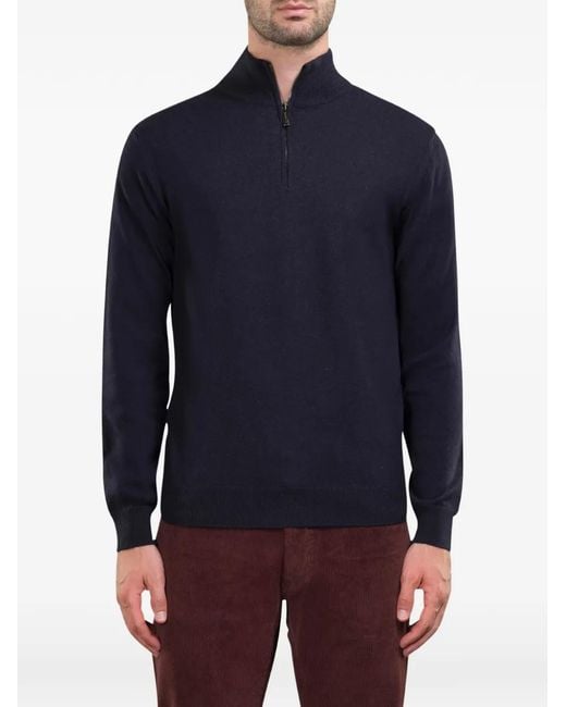 Moorer Blue Pull À Col Montant Zippé for men