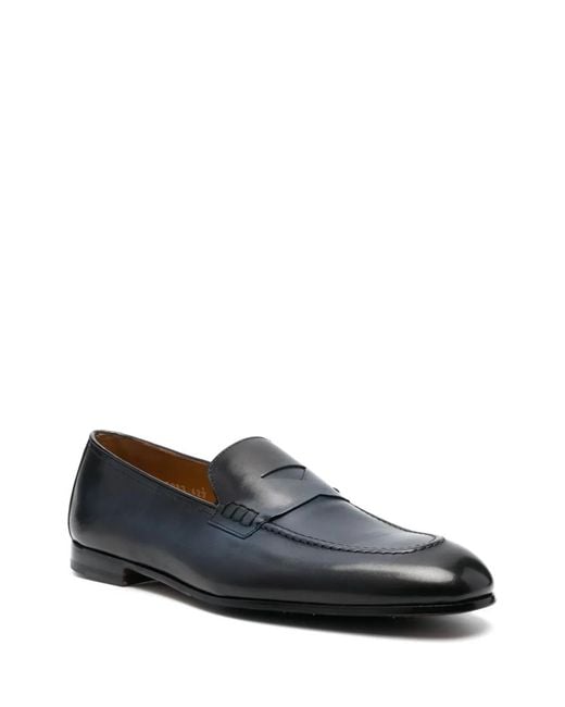 Doucal's Gray Flat Leather Loafers for men