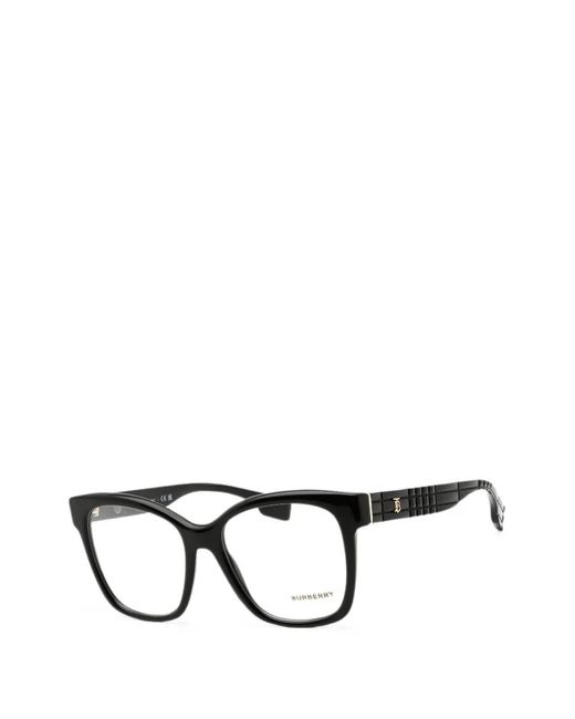Burberry Black Check-Pattern Rectangle-Frame Glasses