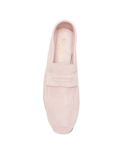 SOPHIQUE Pink Square-Toe Penny-Slot Loafers