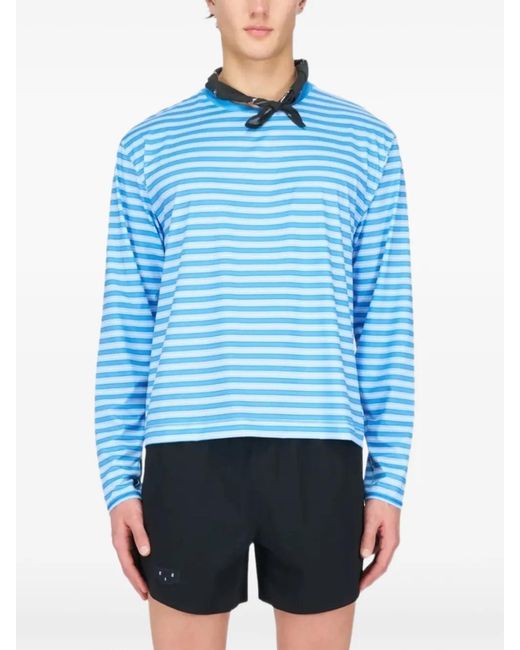 UNNA Blue T-Shirt Rayée À Manches Longues for men