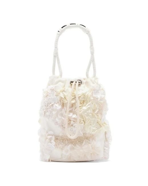 Plan C White Sequins Bucket Bag