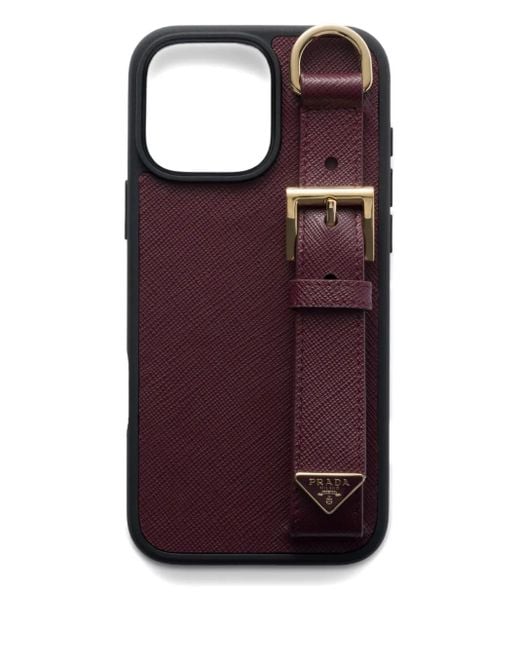 Prada Purple Saffiano-Leather Phone Case