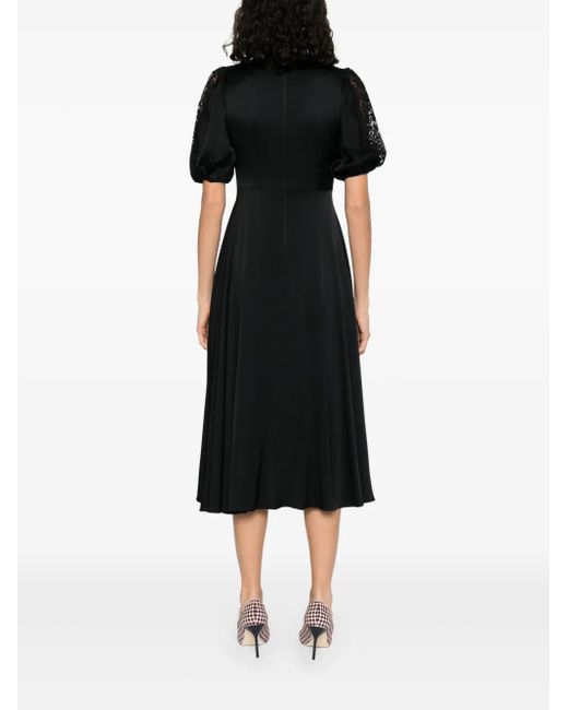 Nissa Black Floral-Lace Dress