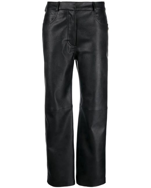 Stella McCartney Black Faux-Leather Straight-Leg Trousers