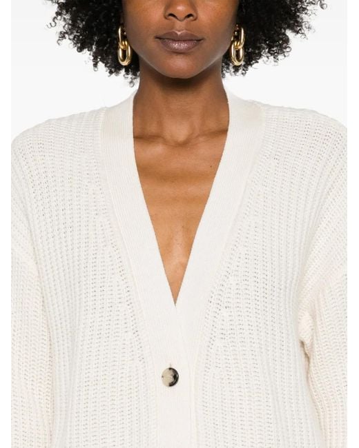 Allude White Chunky-Knit Cardigan