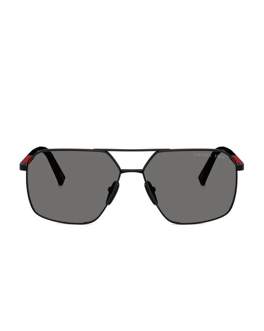 Prada Linea Rossa Gray Pilot-Frame Sunglasses for men