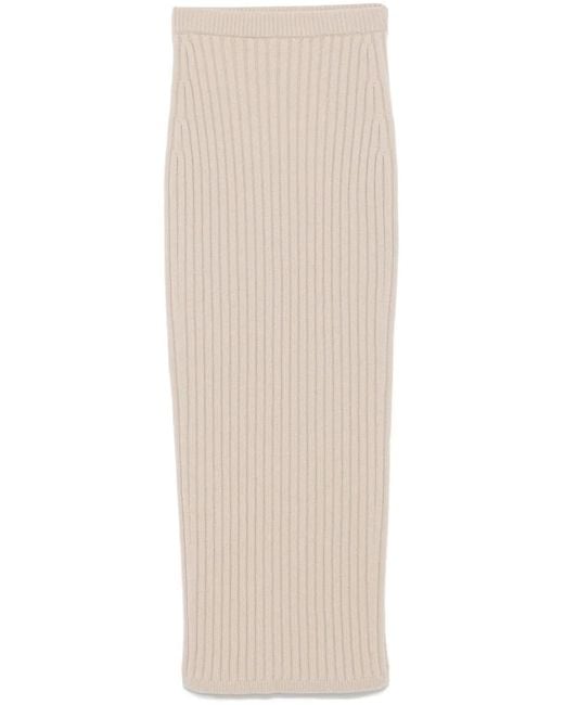 Max Mara Natural Seta Ribbed-Knit Midi Skirt