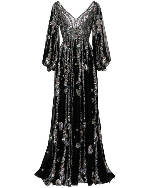 Saiid Kobeisy Black Beaded Tulle Gown