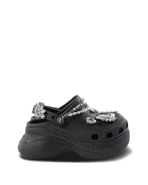 CROCSTM Black Bae Wedding Crystal-Embellished Faux-Pearl Mules
