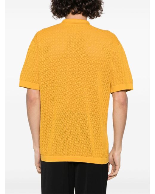 Tagliatore Yellow Pointelle-Knit Cotton Shirt for men