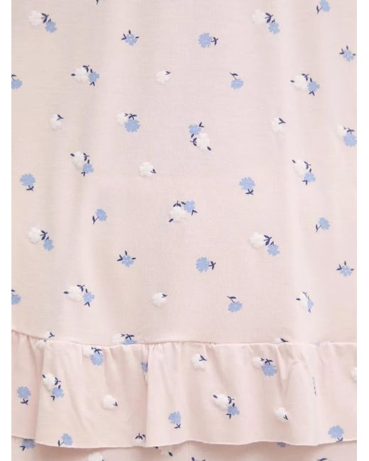 Benetton Pink Floral-Print Ruffled Nightwear Set