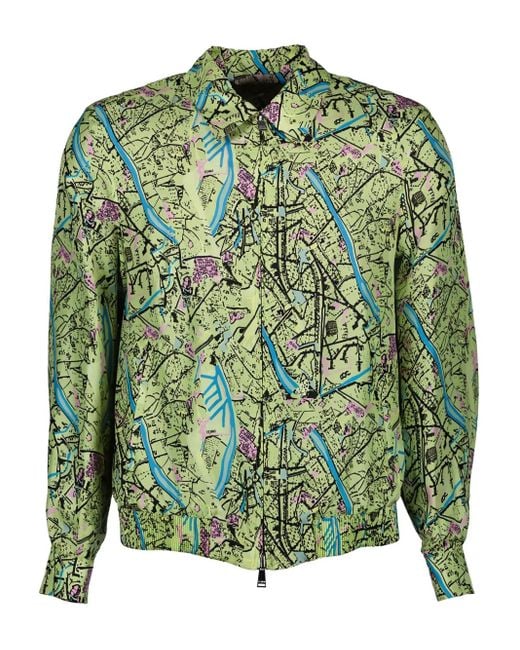 Fendi Green Map Reversible Shirt Jacket for men