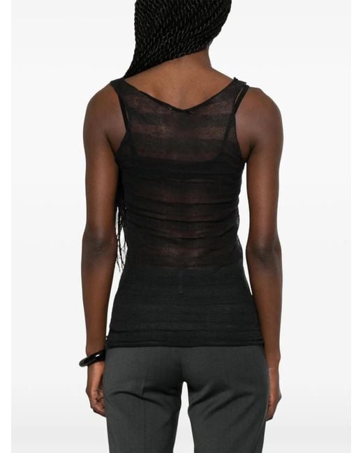 Paloma Wool Black Dino Striped Sheer Tank Top