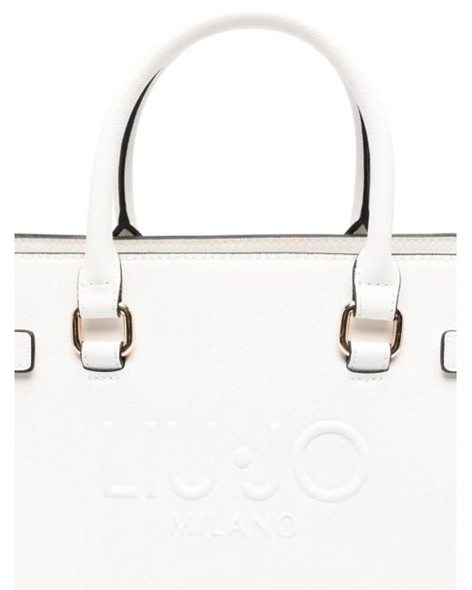 Liu Jo White Logo-Embossed Tote Bag