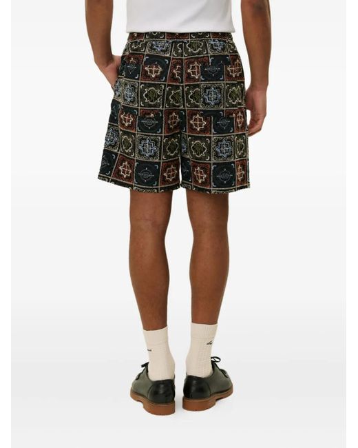 Les Deux Gray Patchwork-Embroidered Shorts for men