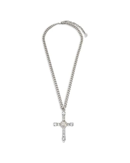 Blumarine White Cross Chain Necklace