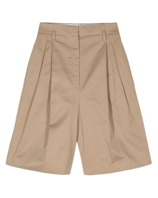 Prada Natural Pleat-Detail Shorts