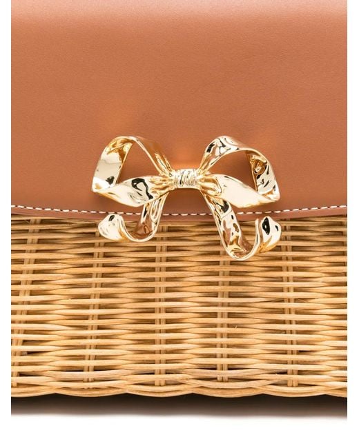 Self-Portrait Brown Mini Tote Bag With Bow