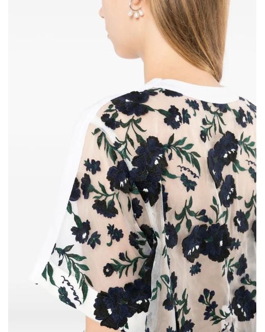 Sacai White T-Shirt À Poche Poitrine