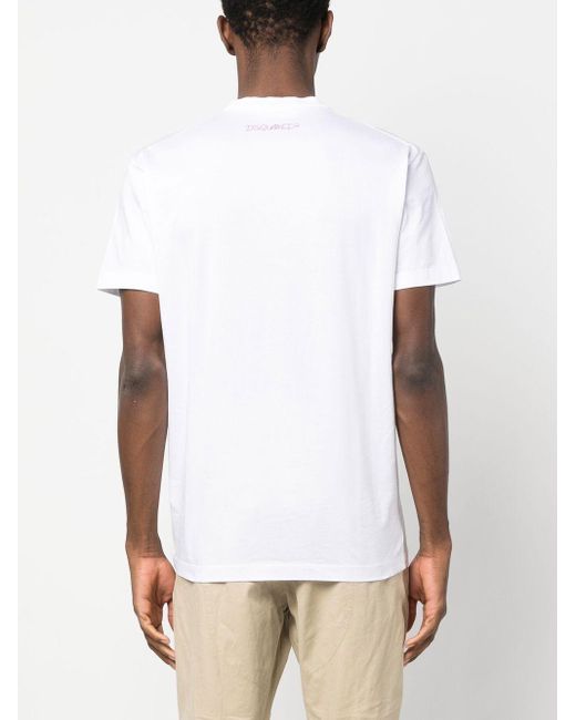 DSquared² Graphic-print Short-sleeve T-shirt in het White voor heren