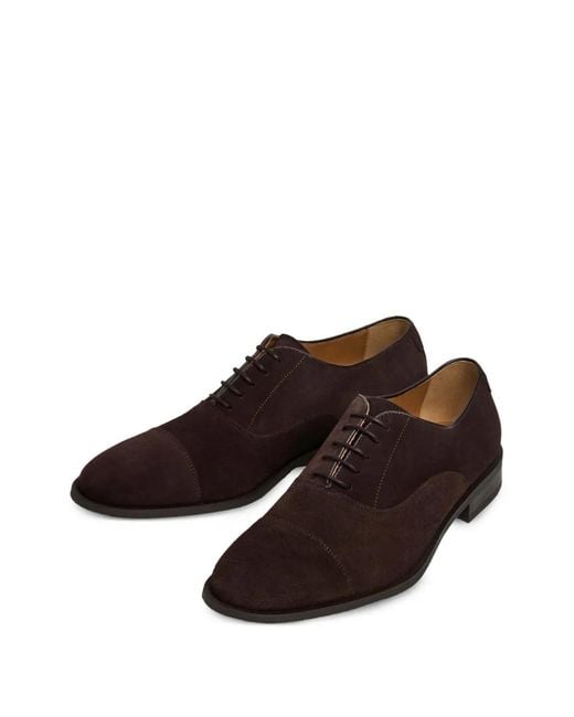 Hackett Brown Suede Toe-Cap Oxford Shoes for men